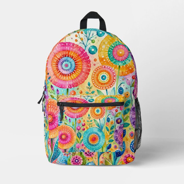 Mochila Impresa Flores Caprichosas (Anverso)