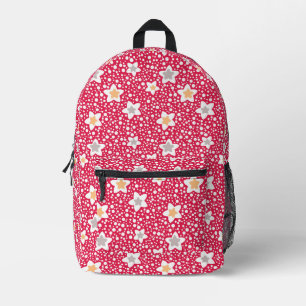 Mochila Impresa Flores coloridas sobre un fondo de un punto polka 