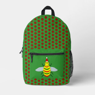 Mochila Impresa Flores de abeja y de poinsettia para Navidades peq