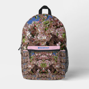 Mochila Impresa Flores de Apple de primavera rosada personalizadas