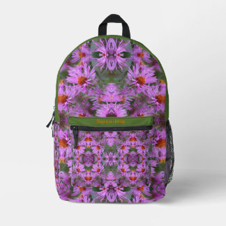 Mochila Impresa Flores de Aster rosado de Nueva Inglaterra persona