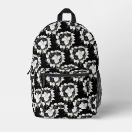 Mochila Impresa Flores de blanco y negro