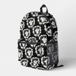 Mochila Impresa Flores de blanco y negro