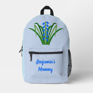 Mochila Impresa Flores de Bluebell Niño Azul Primavera Personaliza