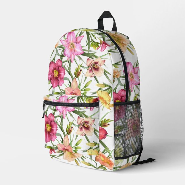 Mochila Impresa Flores de color rosa diurno (Esquina derecha trasera )