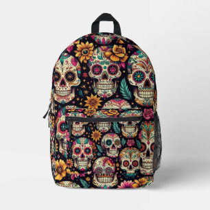 Mochila Impresa Flores de cráneo de azúcar