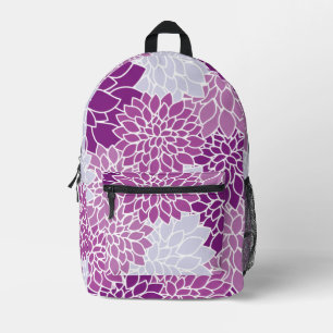 Mochila Impresa Flores De Dahlia, Patrón De Flores, Dahlia Morada