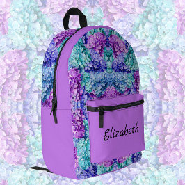 Mochila Impresa Flores de hidrangea magníficas, personalizables