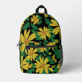 Mochila Impresa Flores de margarita amarilla con hojas verdes Fund