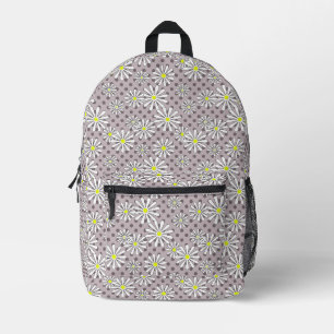 Mochila Impresa Flores de margarita blanca sobre un punto de polka