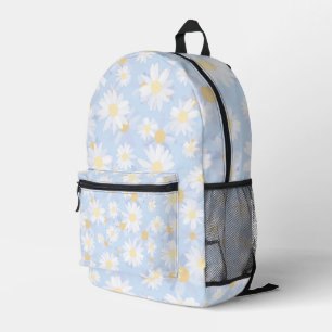 Mochila Impresa Flores de margarita blanca y azul