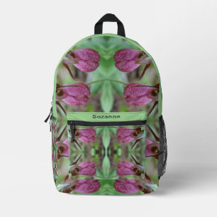 Mochila Impresa Flores de orquídeas de dama rosa personalizadas