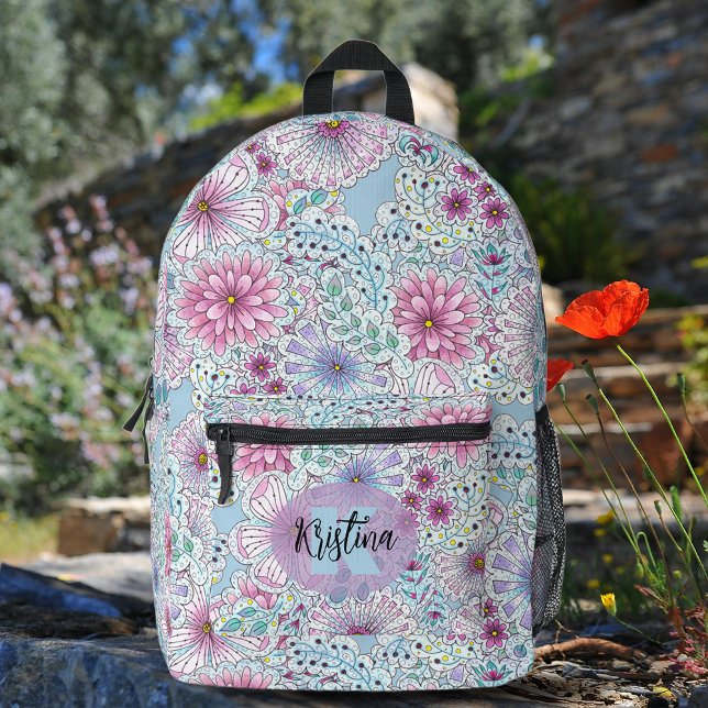 Mochila Impresa Flores de prados bohemias pasteles encantadoras (Subido por el creador)