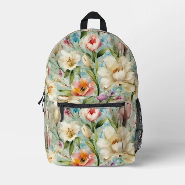 Mochila Impresa Flores de primavera al estilo del impresionismo (Anverso)