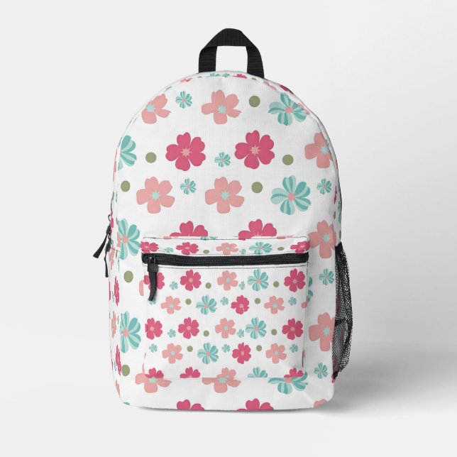 Mochila Impresa Flores de primavera geométricas dulces (Anverso)