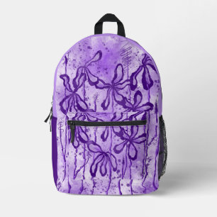 Mochila Impresa Flores de tinta abstracta moradas