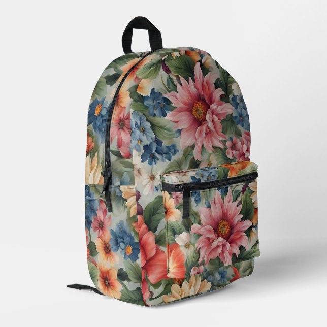 Mochila Impresa Flores de verano coloridas y sofisticadas (Esquina izquierda trasera)