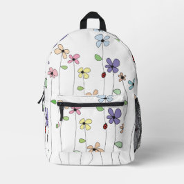 Mochila Impresa Flores dibujadas a mano y parásito
