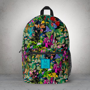 Mochila Impresa Flores dulces dejan colorido patrón monograma