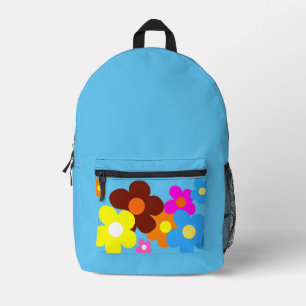 Mochila Impresa Flores felices azul cielo pálido