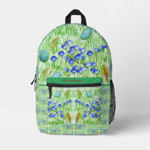 Mochila Impresa Flores Fern Piedras De Hierro Pintando Personaliza