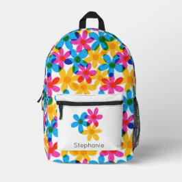 Mochila Impresa Flores hippie brillantes y audaces personalizadas