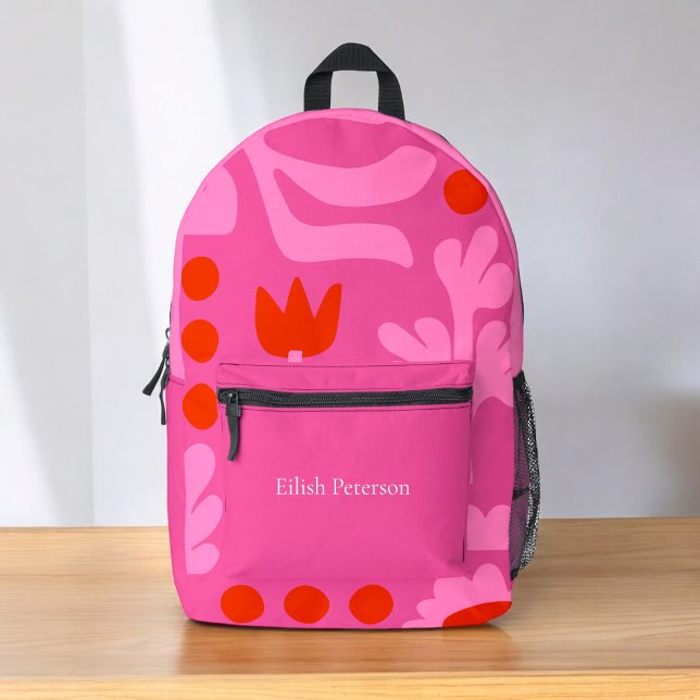 Mochila Impresa Flores modernas personalizadas (personalized pink abstract floral school bag )