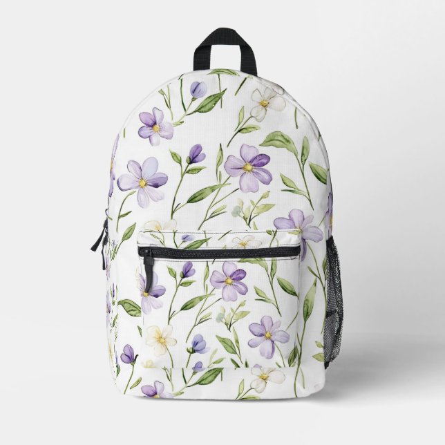 Mochila Impresa Flores Moradas Bonitas (Anverso)