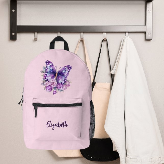 Mochila Impresa Flores moradas rosadas de mariposa (Subido por el creador)