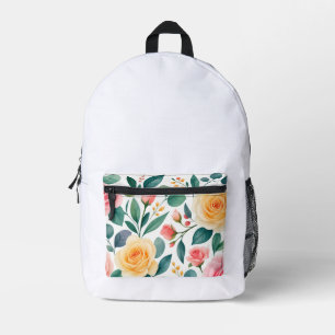 Mochila Impresa Flores Pastel Diseño Floral Botánico Vintage Suave