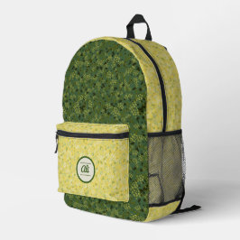 Mochila Impresa Flores pequeñas fondo amarillo y verde