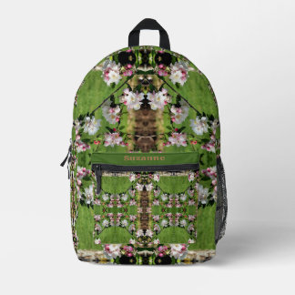 Mochila Impresa Flores Primarias De Color Rosa Y Blanco Personaliz