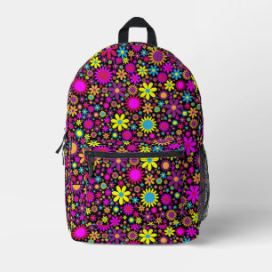 Mochila Impresa Flores psicodélicas vibrantes en Bloom-67566