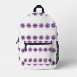 Mochila Impresa Flores púrpuras abstractas sobre blanco