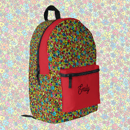 Mochila Impresa Flores retro, adorables personalizables