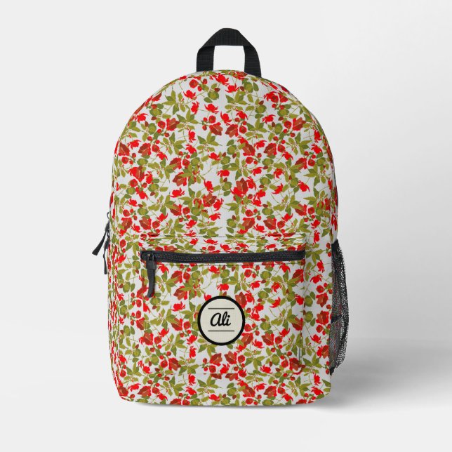 Mochila Impresa Flores rojas 2 (Anverso)