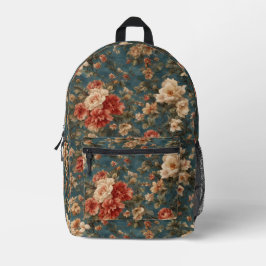 Mochila Impresa Flores rojas de coral exquisito blanco y exuberant