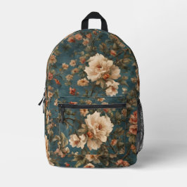 Mochila Impresa Flores rojas de coral exquisito blanco y exuberant