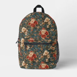 Mochila Impresa Flores rojas de coral exquisito blanco y exuberant