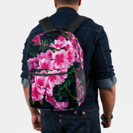 Mochila Impresa Flores rosa brillantes
