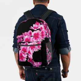 Mochila Impresa Flores rosa brillantes