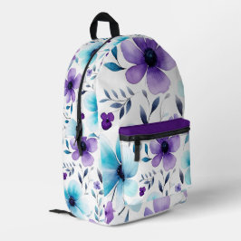 Mochila Impresa Flores salvajes moradas y azules