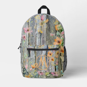 Mochila Impresa Flores silvestres botánicos elegantes grano de mad