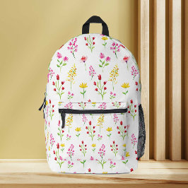 Mochila Impresa Flores silvestres Floral acuarela Patrón de flores