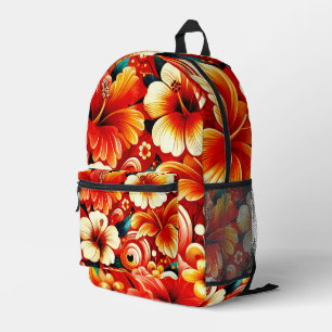 Mochila Impresa Flores tropicales hawaianas hibiscus Naranja amari