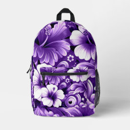 Mochila Impresa Flores tropicales hawaianas Patrón de Hibiscus púr