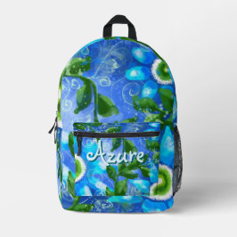 Mochila Impresa Flores verdes azules de abstrato floral personaliz