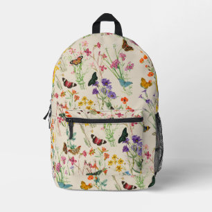 Mochila Impresa Flores y mariposas acuáticas Jardín floral