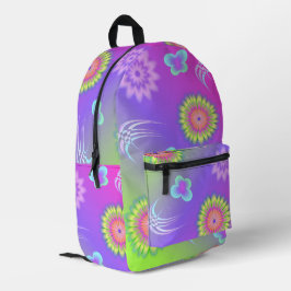 Mochila Impresa Flores y Mariposas con Gradiente Pastel