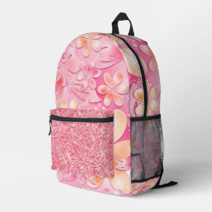 MOCHILA IMPRESA FLORES Y MARIPOSAS DE ROPA Y NARANJA OMBRE